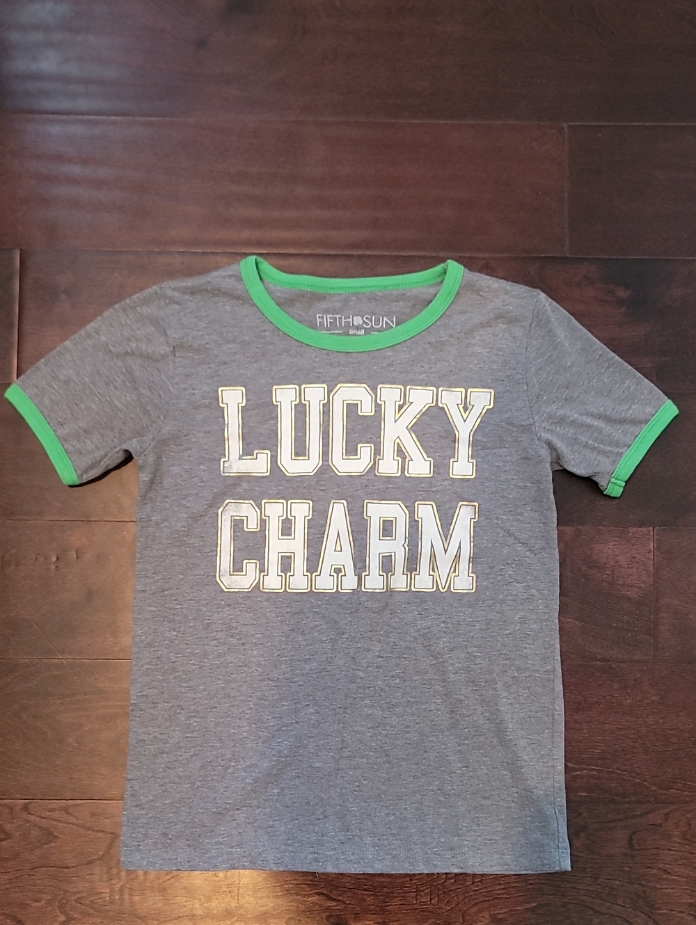 Fifth Sun Grey Tee with Green Trim 'Lucky Charm'